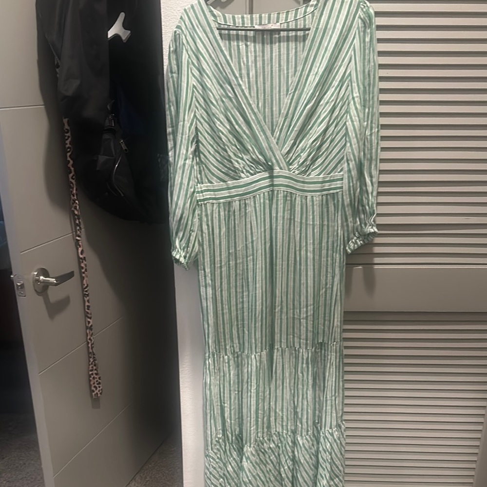 Green Striped Maxi Dress